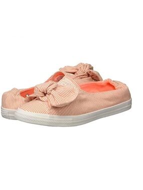 Converse womens Coral-Striped Bow Slip-On Sneakers